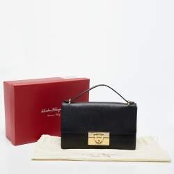 Pre Owned Salvatore Ferragamo Black Leather Aileen Shoulder Bag