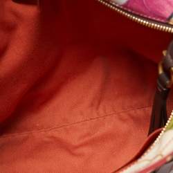 Pre Owned Salvatore Ferragamo Multicolor Fiera Print Nylon and Leather Tote