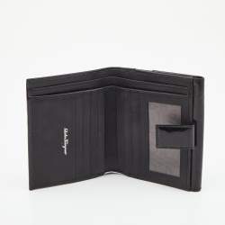 Salvatore Ferragamo Black Patent Leather Gancini Tri Fold Wallet