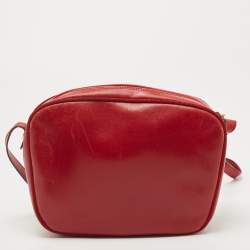 Pre Owned Salvatore Ferragamo Red Leather Camera Crossbody Bag