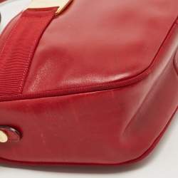 Pre Owned Salvatore Ferragamo Red Leather Camera Crossbody Bag