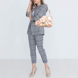 Pre Owned Salvatore Ferragamo Multicolor Printed Fabric and Leather Gancio Flap Hobo