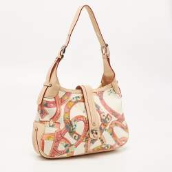 Pre Owned Salvatore Ferragamo Multicolor Printed Fabric and Leather Gancio Flap Hobo