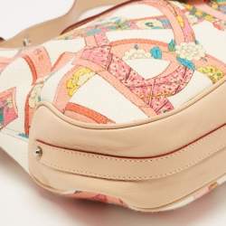 Pre Owned Salvatore Ferragamo Multicolor Printed Fabric and Leather Gancio Flap Hobo