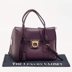 Pre Owned Salvatore Ferragamo Purple Leather Sookie Satchel