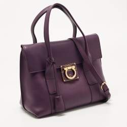 Pre Owned Salvatore Ferragamo Purple Leather Sookie Satchel