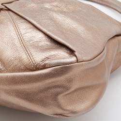 Salvatore Ferragamo Bronze Leather Pleated Bow Hobo