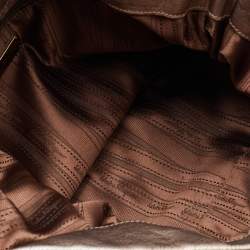 Salvatore Ferragamo Bronze Leather Pleated Bow Hobo