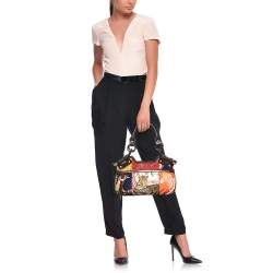 Salvatore Ferragamo Multicolor Fiera Print Fabric and Leather Satchel