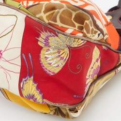 Salvatore Ferragamo Multicolor Fiera Print Fabric and Leather Satchel