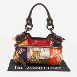 Salvatore Ferragamo Multicolor Fiera Print Fabric and Leather Satchel
