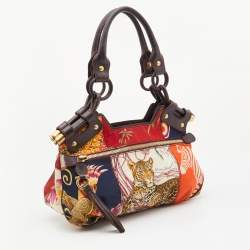 Salvatore Ferragamo Multicolor Fiera Print Fabric and Leather Satchel