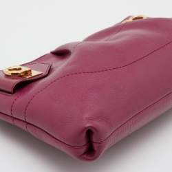 Pre Owned Salvatore Ferragamo Pink Leather Chain Clutch