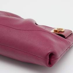 Pre Owned Salvatore Ferragamo Pink Leather Chain Clutch