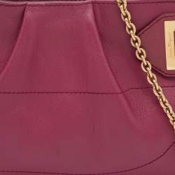 Pre Owned Salvatore Ferragamo Pink Leather Chain Clutch