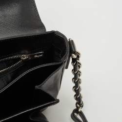 Salvatore Ferragamo Black Leather Gancini Flap Shoulder Bag