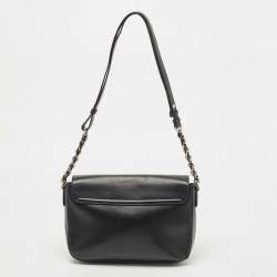 Salvatore Ferragamo Black Leather Gancini Flap Shoulder Bag