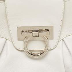 Pre Owned Salvatore Ferragamo White Leather Marisa Shoulder Bag