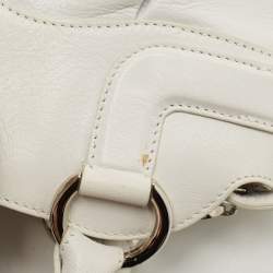 Pre Owned Salvatore Ferragamo White Leather Marisa Shoulder Bag