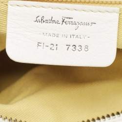 Pre Owned Salvatore Ferragamo White Leather Marisa Shoulder Bag