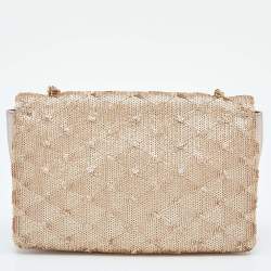 مملوكة مسبقًا Salvatore Ferragamo Gold Sequin and Leather Vara Bow Shoulder Bag