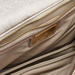 مملوكة مسبقًا Salvatore Ferragamo Gold Sequin and Leather Vara Bow Shoulder Bag