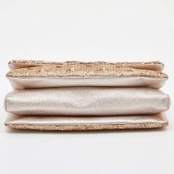 مملوكة مسبقًا Salvatore Ferragamo Gold Sequin and Leather Vara Bow Shoulder Bag