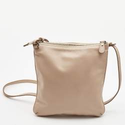 Pre Owned Salvatore Ferragamo Beige Leather Crossbody Bag