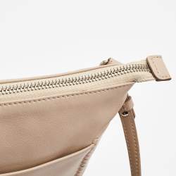 Pre Owned Salvatore Ferragamo Beige Leather Crossbody Bag