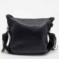 Pre Owned Salvatore Ferragamo Black Leather Messenger Bag