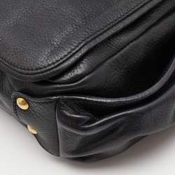 Pre Owned Salvatore Ferragamo Black Leather Messenger Bag