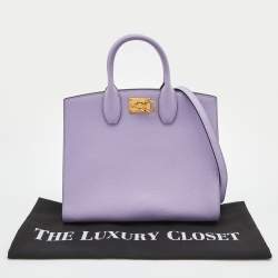 Pre Owned Salvatore Ferragamo Purple Leather Medium Studio Tote