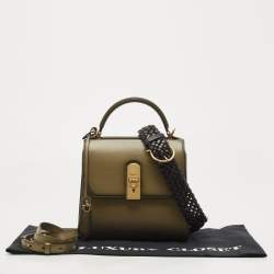 مملوكة مسبقًا Salvatore Ferragamo Olive Green Leather Medium Boxyz Top Handle Bag