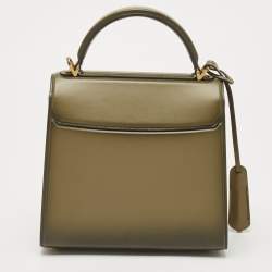 مملوكة مسبقًا Salvatore Ferragamo Olive Green Leather Medium Boxyz Top Handle Bag