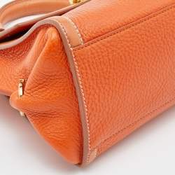 Pre Owned Salvatore Ferragamo Two Tone Orange Leather Small Sofia Top Handle Bag