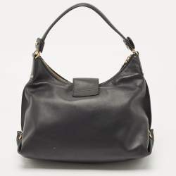 Pre Owned Salvatore Ferragamo Black Leather Fanisa Hobo
