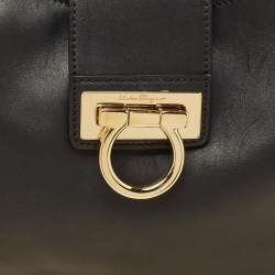 Pre Owned Salvatore Ferragamo Black Leather Fanisa Hobo