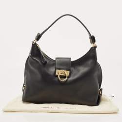 Pre Owned Salvatore Ferragamo Black Leather Fanisa Hobo