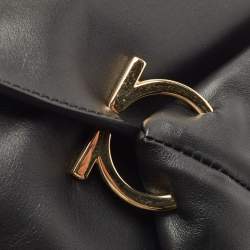 Pre Owned Salvatore Ferragamo Black Leather Fanisa Hobo