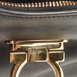 Pre Owned Salvatore Ferragamo Black Leather Fanisa Hobo