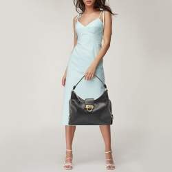 Pre Owned Salvatore Ferragamo Black Leather Fanisa Hobo