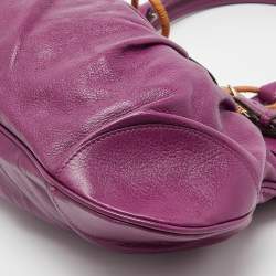 Pre Owned Salvatore Ferragamo Purple Leather Marisa Shoulder Bag