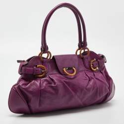Pre Owned Salvatore Ferragamo Purple Leather Marisa Shoulder Bag