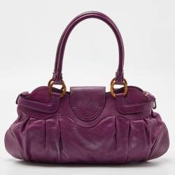 Pre Owned Salvatore Ferragamo Purple Leather Marisa Shoulder Bag
