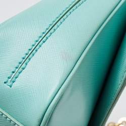 Pre Owned Salvatore Ferragamo Mint Green Leather Gancini Chain Bag