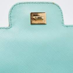 Pre Owned Salvatore Ferragamo Mint Green Leather Gancini Chain Bag