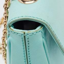 Pre Owned Salvatore Ferragamo Mint Green Leather Gancini Chain Bag