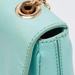 Pre Owned Salvatore Ferragamo Mint Green Leather Gancini Chain Bag