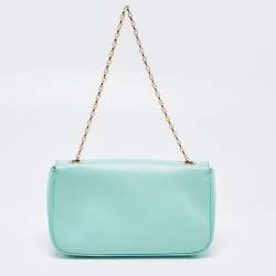 Pre Owned Salvatore Ferragamo Mint Green Leather Gancini Chain Bag