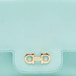 Pre Owned Salvatore Ferragamo Mint Green Leather Gancini Chain Bag
